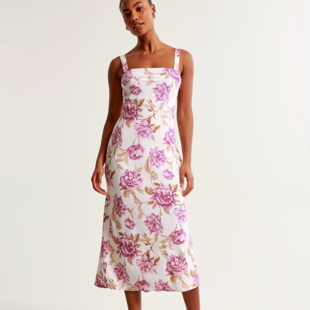 Abercrombie & Fitch Floral Midi Dress - Pink and White